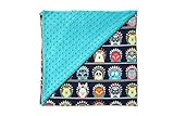 La Millou - Light Baby Blanket - Cotton - Minky (32 x 40in) (Indian Zoo-Teal) by La Millou
