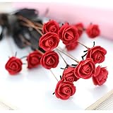 Linyuan 安定した品質 6 PCS Foam Rose Artificial Flowers Wedding Bride Bouquet Party アールデコ Decor MW09902