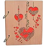 (4x6 Heart Photo Album) - Cossyhome 4x6 Photo Album Hollow Heart Love Picture Albums Wood Photo Book