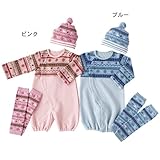 ノルディック柄ニットキルト兼用ドレス　ピンク　50-70
