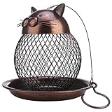 Galapara バードフィーダー 猫の形の鳥の送り装置猫の形のヴィンテージ手作りの屋外装飾ヴィラの庭の装飾 野鳥 用 給餌器 餌台 吊下げ