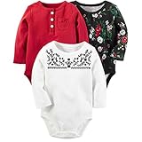 カーターズ Carter's 女の子用清楚なナイトフラワー長袖ボディースーツ3枚セット (9months(67-72cm)) [並行輸入品]