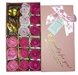 Esta Rosy ソープフラワー 造花 ボックス シャボン ギフト 金箔 1輪 バラ 15 花 箱 (ピンク)