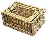 Set of 3 Open Weaveウィッカーストレージバスケット