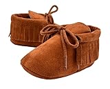 秋冬　赤ちゃん　キッズ　スクラブ　タッセル　ウォーカー　ベビーシューズ　ソフト底レース ファーストシューズ 屋内 子供 幼児 新生児靴 滑り止め (13cm（12-18ヶ月）, 茶色)