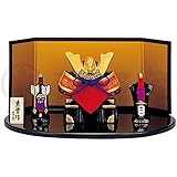 錦彩出世兜飾り(小) [(兜)4cm・(唐櫃)2cm・(弓矢)4cm・(刀)4cm] | 五月人形