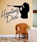 トップ販売デカール – 価格Reduced : Hunting Diva文字レタリングwith Deer Buckイメージ動物狩猟ハンターMan Gun画像アート – 女の子のレディース子供用ベッド部