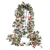 biowow 2パック( 14.4ft )シルクフラワーFakeローズ庭のつるガーランド人工花植物44バラのオフィスホームホテルウェディングパーティークラフトアートデコレーション イエロー Biowo