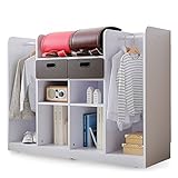 ランドセルラック ハンガーラック 本棚 引き出し キャスター付き ワイド 幅120cm type2 ホワイト×ブラウン