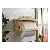 シェルフトイレットペーパーホルダー 紙巻器 押さえカバー付き シェルフ奥行き広め 木製ひのき 芯ありペーパー対応 無塗装白木 受注製作
