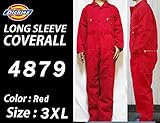 Dickies ディッキーズ 4879 　RD（レッド）　3XL　長袖つなぎ ツナギ 大きいサイズもあります。　アウトレット　ロングセラー・カバーオール