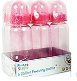 250ml Baby Feeding Juice Milk Drinking Bottles With Silicone Teat 0+ - PINK by First Steps