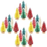 ZOYUBS クリスマスツリー ミニ 卓上 24点セット 卓上ツリー ミニクリスマスツリー ミニツリー クリスマスツリー飾り テーブル ミニツリー クリスマス飾り 卓上ミニツリー ミニ 雪松クリスマスグッズ ミニ植毛雪松 装飾 置物 クリスマス 飾り オーナメント 自宅 玄関 部屋飾り 商店 装飾品　デコレーション 撮影小道具 プレゼント おしゃれ 可愛い ミニチュア 木製ベース インテリア Christmas tree DIY 誕生日 結婚式 パーティー イベン用品 (4.5cm 緑、青、ピンク、黄色い、赤、茶色 6カラー)