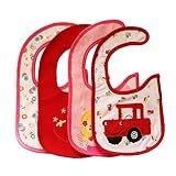 BABYHOOD 綿100％　三層　防水加工　よだれかけ　赤ちゃん　スナップビブ　スタイ　柔らかい　ベビービブ　3枚セット
