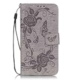 Zeebox LG G5 ケース PUレザー 手帳型ケース カード収納 ホルダー LG G5 用 カバー 無期限生涯補償付き (グレー)