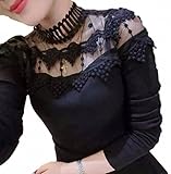 (シャンディニー) Chandeny セクシー レース シャツ レディース ハイネック 透かし カットソー 15302 XXL サイズ