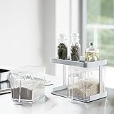 山崎実業 調味料入れ Lサイズ 2個セット ＆ ラック 3点セット ストッカー 容器 ケース 収納 スプーン キッチン ホワイト