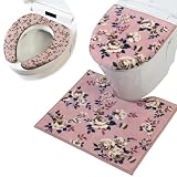ヨコズナクリエーション トイレタリー (トイレマット&フタカバー&便座カバー ３点セット) (ピースローズ ピンク, レギュラー)