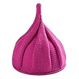 とんがり ニット帽 キッズ ねじり帽 秋冬 選べる19色 (ローズ)