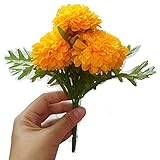 ( Pack of 3 )タイ人工イエローMarigold Bunch、人工花、Marigold Flowers ,イエロー花、Marigoldイエロー、Calendula officials ( 5