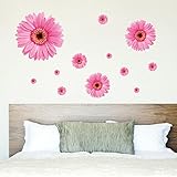 革新的な 3 D ピンクのデイジーの花のベッドルームの壁のデカールステッカー暖かい素敵な壁紙