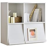 タンスのゲン フラップチェスト【上扉なし】 2段 幅90cm ディスプレイラック 薄型 本棚 収納 木製 ホワイト 68210001 09