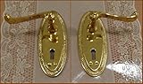 Exceptional Pair of Early Period Estate type Solid Brass Handmade Dummy Door levers to French Doors,