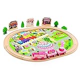 goolsky 39pcs木製トレインセット電子トレイントラックセットwith Music Wooden Railway for Kids '誕生日ギフト