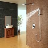 Sprinkle Contemporaryシャワー蛇口with 8インチシャワーヘッド+ハンドシャワー雨シャワークローム仕上げ