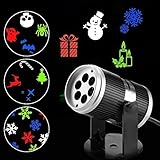 クリスマスプロジェクタライトインドア、allomn RGB LED回転壁Snowflakes投影ランプwith 4 Goboスライドforハロウィン装飾誕生日パーティー新しいYear Eve FLD-