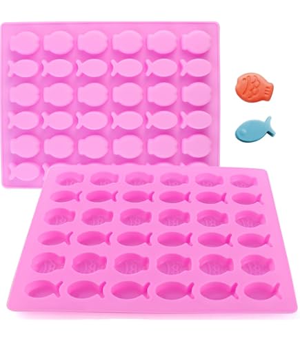 First Impressions Molds Fisch-Silikonform A206 – 7 Mulden, Lebensmittelecht, Für Fondant, Seife, Kerzen & Mehr