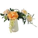 BAGEHUA 豪華な牡丹の花のフラワーアレンジメントは、リビングルームの内装シミュレーション絹の花装飾花の花、オレンジ色のスーツのセクション