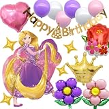 3rd Design ラプンツェル ディズニープリンセス バルーン 数字 誕生日 風船 飾り付け 飾り付けeガイドブック付き (フラワー)