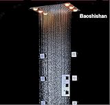 LED shower heads with brass shower mixer and 6pcs shower spray shower kit remote control color elect
