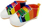 Nice Days（ナイス　ディズ）　春秋ベビー歩き学びシューズ　カラフルなキャンバス　柔らかい底　滑り止め　1-2歳 (11, カラフルな縦縞)
