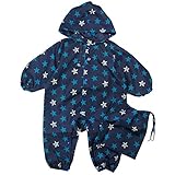 【オールシーズン】 POSTAR(ポスター) 星柄レインカバーオール 80cm/NAVY NO.P-6611-12