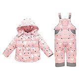 Zhhlinyuan 良質 Cute Infant Winter Hooded Jacket+Suspender Pants Outfit Two pieces set Baby ボーイズ ガールズ 