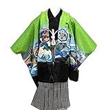 七五三 5歳 5才 男児 トータル13点フルセット 男の子 着物 紋付羽織袴 紋付袴 10タイプ/8(鷹矢羽・緑B-4)