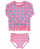 RuffleButts ラッフルバッツ 長袖ラッシュガード 水着上下セット ソルトウォータータフィー (3T) [並行輸入品]