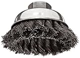 Weiler Vortex Pro Wire Cup Brush, Threaded Hole, Carbon Steel, Partial Twist Knotted, 3-1/2" Diamete