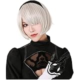 Amazon  NSPSTT ショートヘア ボブ 白 シルバー 耐熱 ウィッグ 