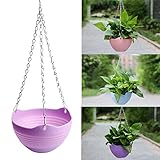 9色20 * 13CMプラスチック平野カラーラウンドハンギングプラント鉢植えの家庭用植物のための金属チェーン付きプラント (紫の)