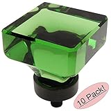 Cosmas 6377orb-emオイルはブロンズキャビネットハードウェアSquareノブwithエメラルドグリーンガラス – 1 – 3 / 8 " Square – 10パック