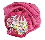 Onyx Arrow Baby Blanket, Daisy Flowers Cotton Print, Hot Pink Minky Dot, Satin Ruffle Trim, Mix and 