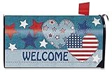 PatrioticパッチワークWelcomeメールボックスカバープリミティブHearts Stars標準