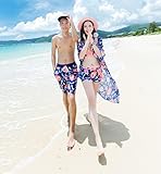 2017年新作　夏のペア水着　レディース　ワンピース ビキニ３点 セット カップル お揃い ペア 水着 体型カバー03 (XL, 男性)