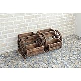 nobrand 木製プランター花車輪２個組 園芸用品 (M680)