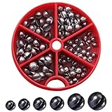 釣り用重り スプリットショットシンカー 約100個セット 取り外し可能なスプリットショット 丸型 釣り用ウェイト 6サイズ仕様（0.3g*20個 /1g*20個/0.6g*20個/0.8g*20個/1.5g*10個/2g*10個）再利用可能 海釣 渓流釣り釣具 初心者最適 収納ケース付き