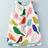 Haggai かわいい女の子のバーディー印刷柔らかい使い古しのスカートの夏子供全体18m−6t服装 (3T)