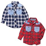 (レッド/95cm)ベビー服 男の子 ネルシャツ 長袖 LITTLE BEAR CLUB リトルベアークラブ チェック柄 異素材切替 ポケット 男児 ベビー